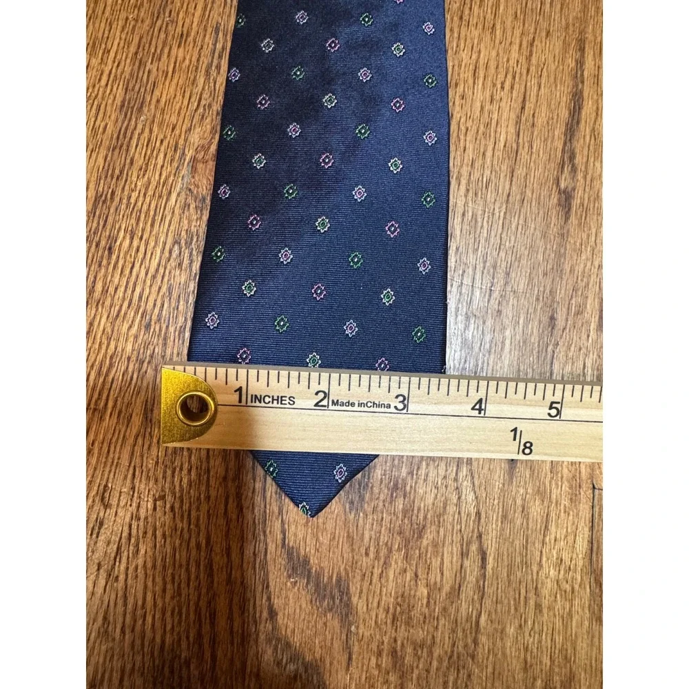 Brooks Brothers Makers Mens Navy Blue Silk‎ Medallion Geometric Necktie Tie